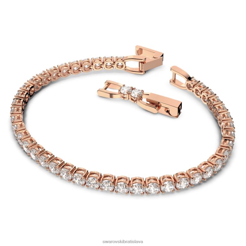 tenisový luxusný náramok okrúhly výbrus, biely, pozlátený ružovým zlatom B8ZNT553 Swarovski šperky