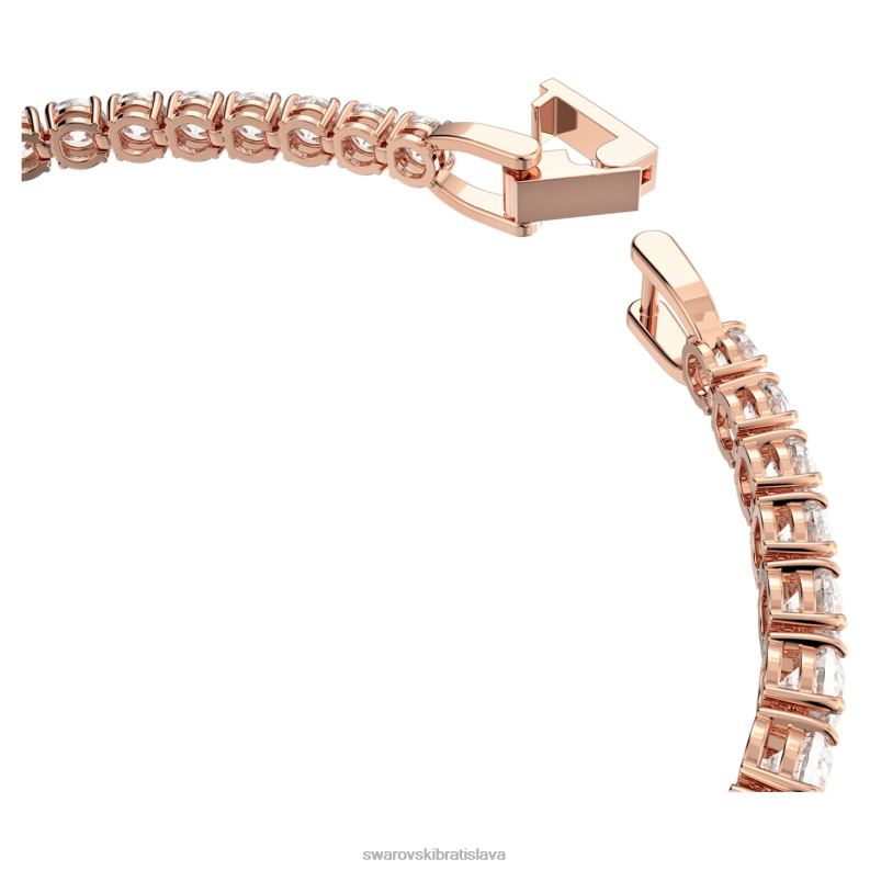 tenisový luxusný náramok okrúhly výbrus, biely, pozlátený ružovým zlatom B8ZNT573 Swarovski šperky