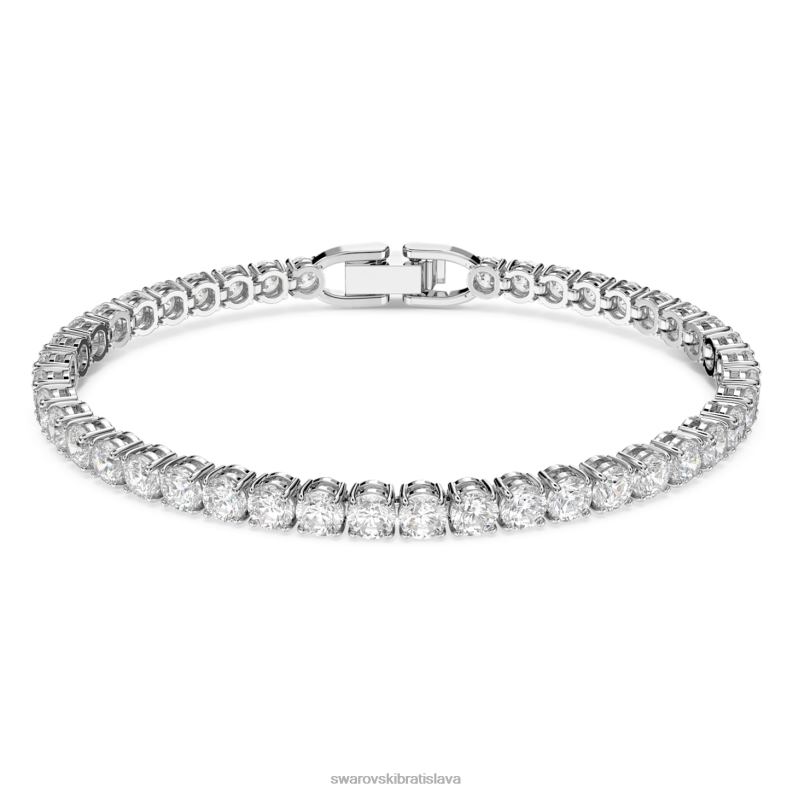 tenisový luxusný náramok okrúhly výbrus, biely, rhodiovaný B8ZNT562 Swarovski šperky