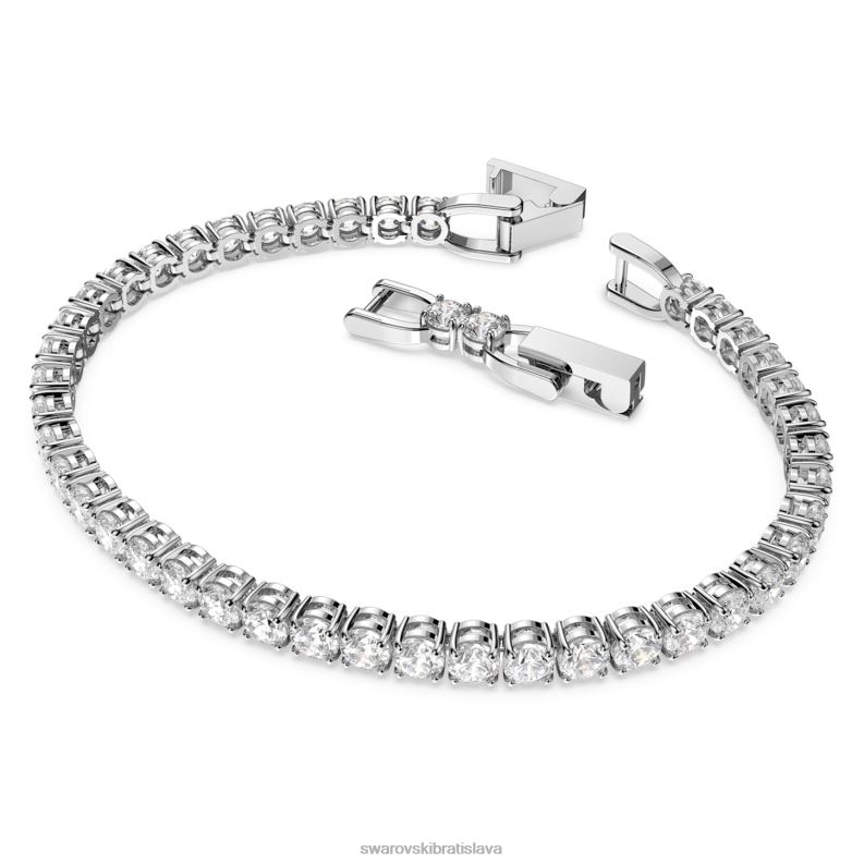 tenisový luxusný náramok okrúhly výbrus, biely, rhodiovaný B8ZNT562 Swarovski šperky