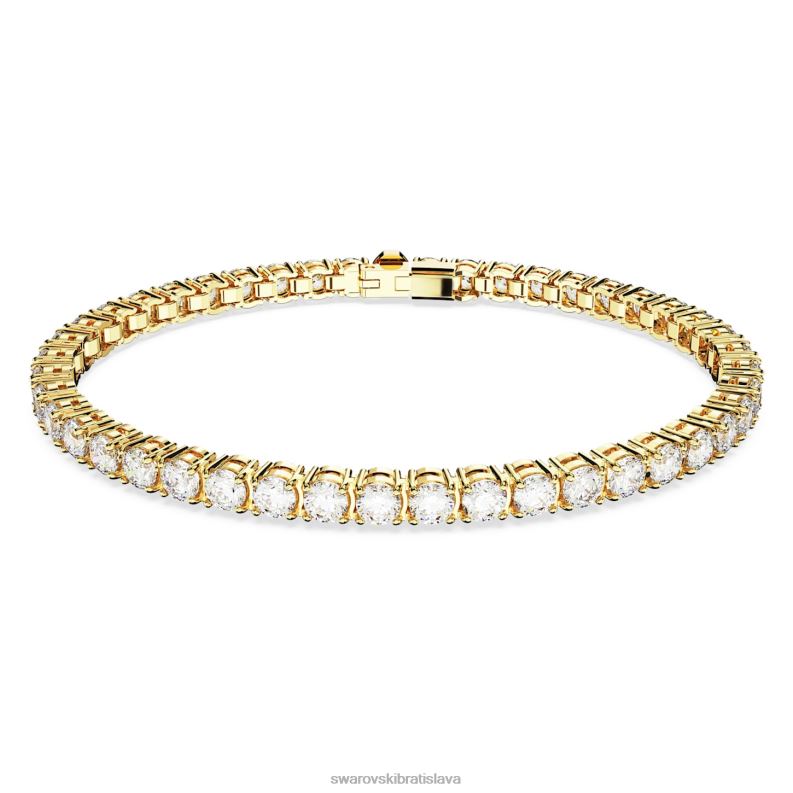 tenisový náramok matrix okrúhly výbrus, biely, pozlátený B8ZNT547 Swarovski šperky