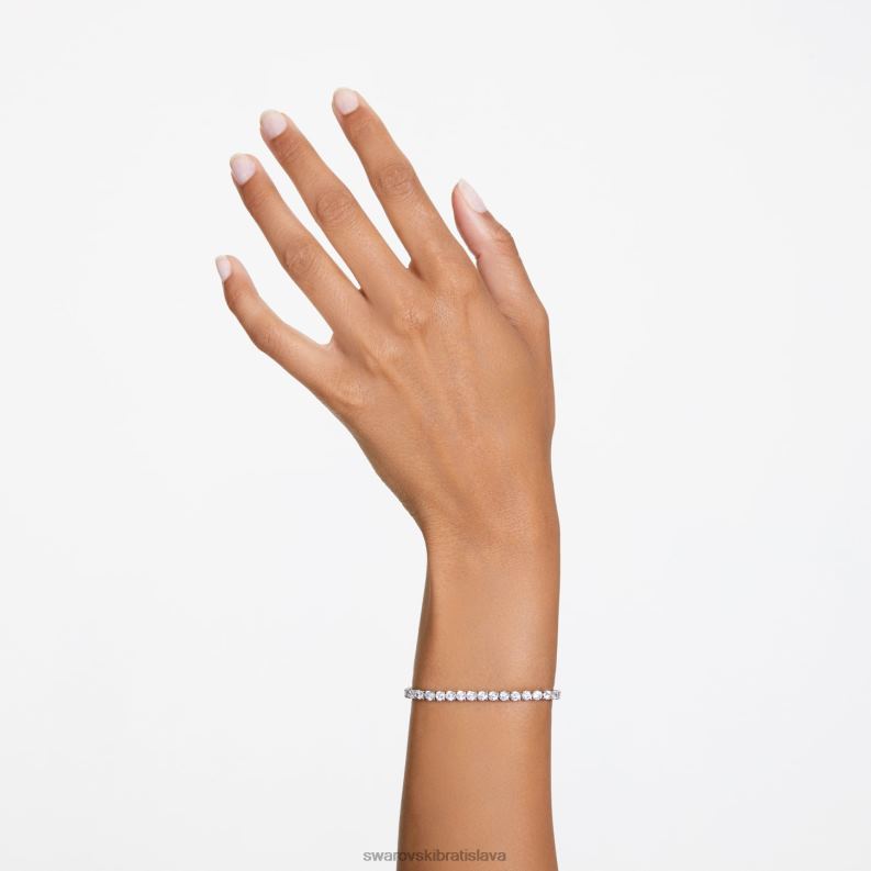 tenisový náramok matrix okrúhly výbrus, biely, rhodiovaný B8ZNT545 Swarovski šperky