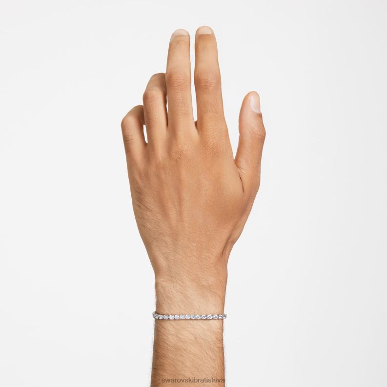 tenisový náramok matrix okrúhly výbrus, biely, rhodiovaný B8ZNT545 Swarovski šperky