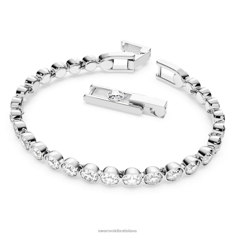 tenisový náramok okrúhly výbrus, biely, rhodiovaný B8ZNT548 Swarovski šperky