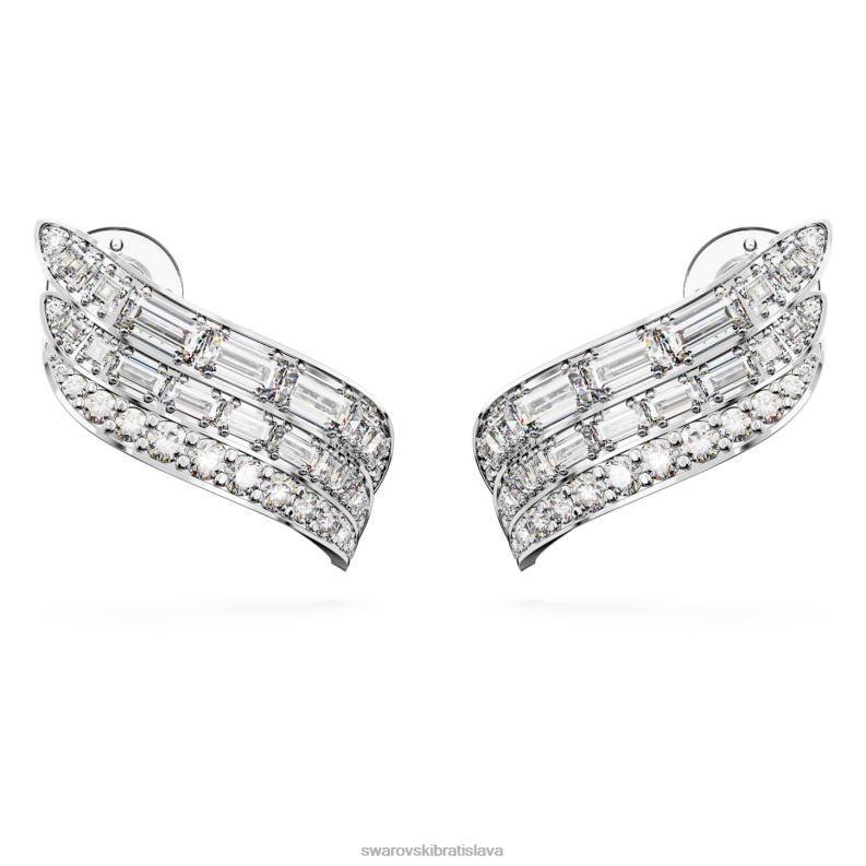 hyperbola náušnice uhlíkovo neutrálny oxid zirkoničitý, zmiešané rezy, biely, rhodiovaný B8ZNT973 Swarovski šperky