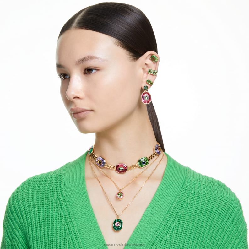 Millenia klipové náušnice hranatý rez, zelená, pozlátená B8ZNT942 Swarovski šperky