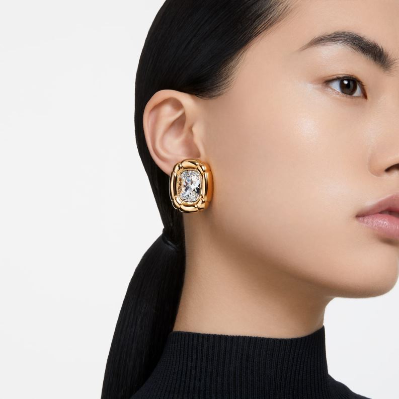 dulcis klipové náušnice vankúšový strih, zlatý tón, pozlátený B8ZNT949 Swarovski šperky