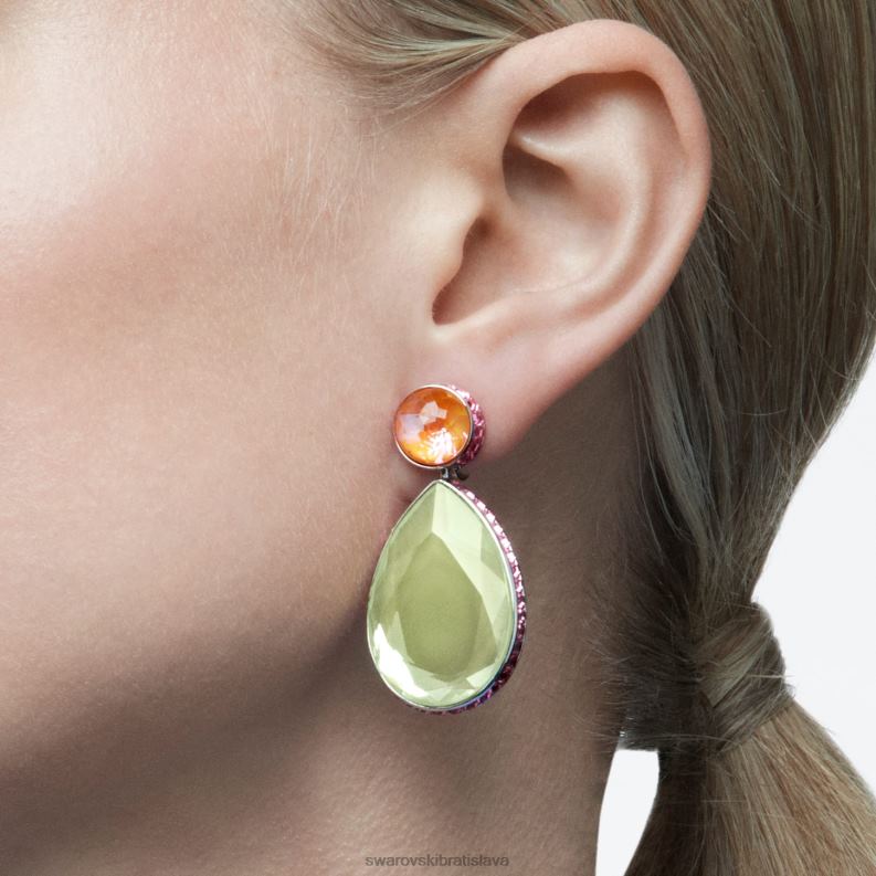 klipové náušnice orbita asymetrický dizajn, padací strih, viacfarebné, rhodiované B8ZNT957 Swarovski šperky