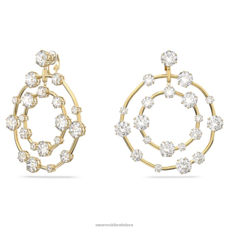 klipsové náušnice constella okrúhly výbrus, biely, pozlátený B8ZNT894 Swarovski šperky