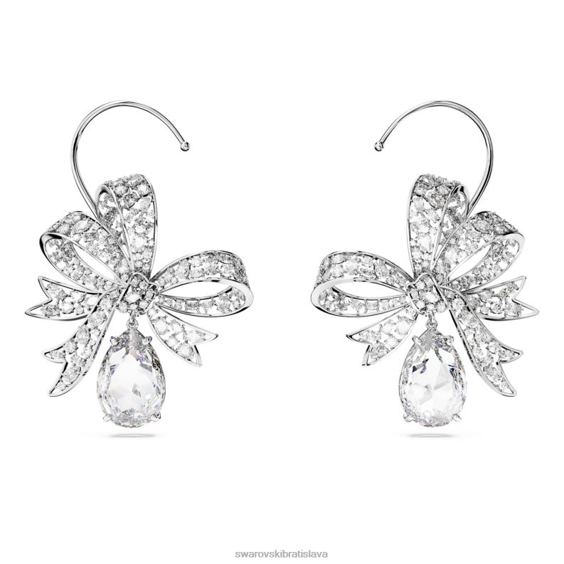 klipsové náušnice volta mašlička, biela, rhodiovaná B8ZNT959 Swarovski šperky