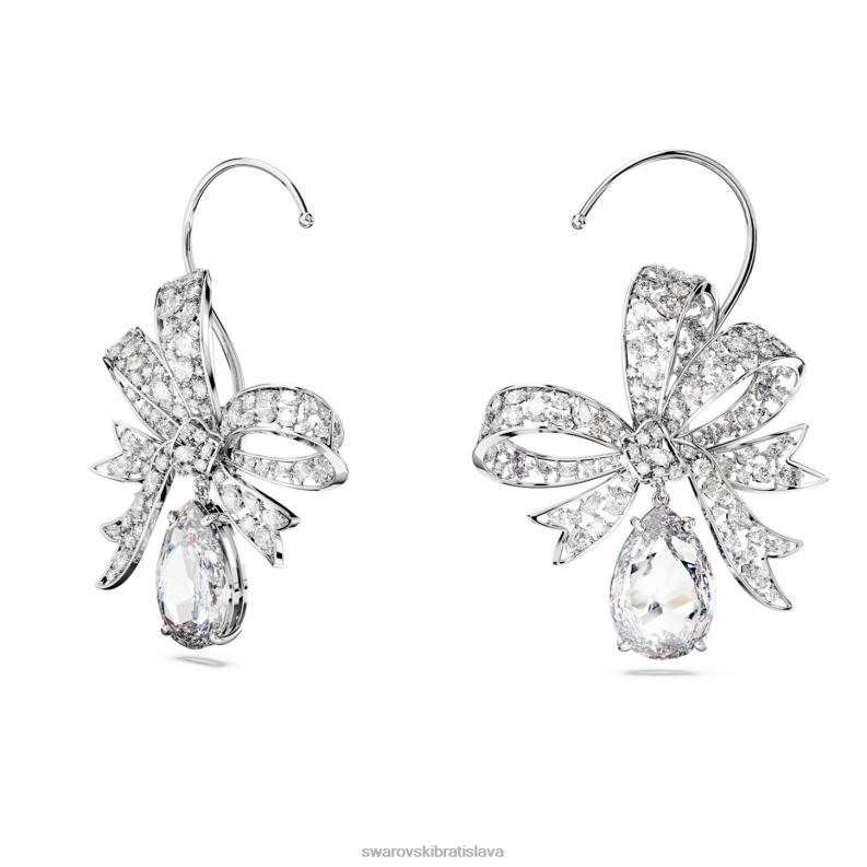 klipsové náušnice volta mašlička, biela, rhodiovaná B8ZNT959 Swarovski šperky