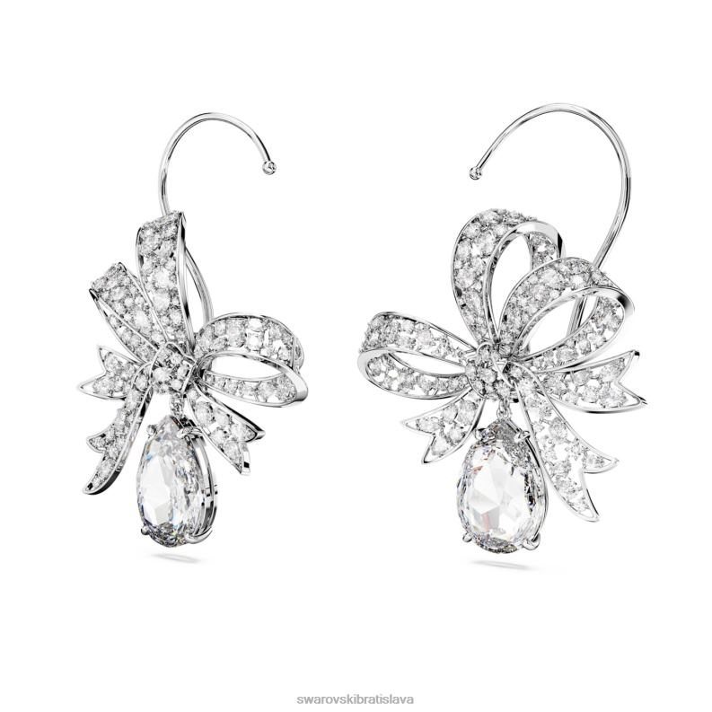 klipsové náušnice volta mašlička, biela, rhodiovaná B8ZNT959 Swarovski šperky