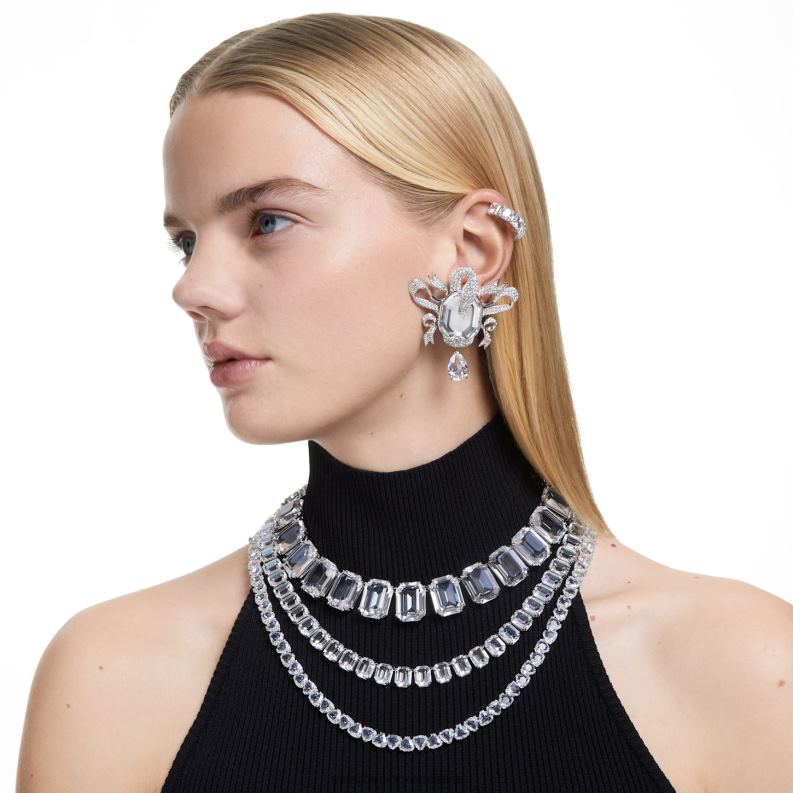 módne labuťkové klipsové náušnice labuť, biela, rhodiovaná B8ZNT948 Swarovski šperky