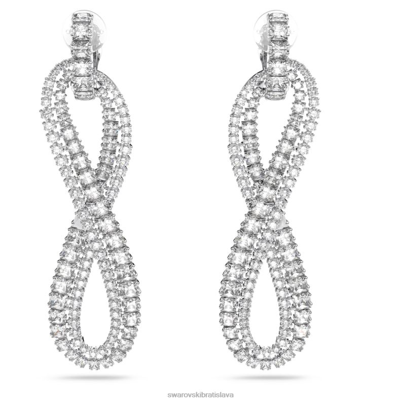 náušnice hyperbola klip infinity, biele, rhodiované B8ZNT954 Swarovski šperky