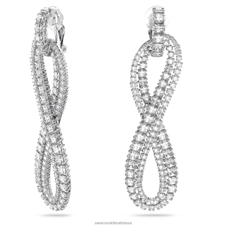 náušnice hyperbola klip infinity, biele, rhodiované B8ZNT954 Swarovski šperky