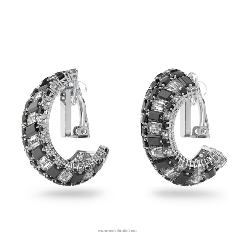 náušnice hyperbola klip zmiešané strihy, čierne, rhodiované B8ZNT944 Swarovski šperky