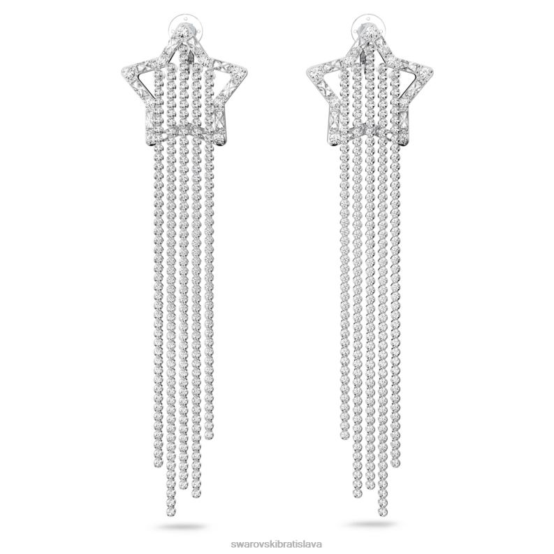 náušnice stella klip padajúca hviezda, biela, rhodiovaná B8ZNT799 Swarovski šperky
