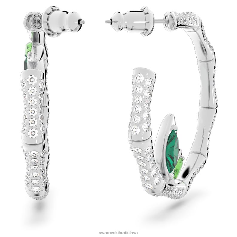 delliové kruhové náušnice bambus, zelený, rhodiovaný B8ZNT929 Swarovski šperky