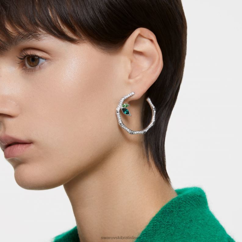 delliové kruhové náušnice bambus, zelený, rhodiovaný B8ZNT929 Swarovski šperky