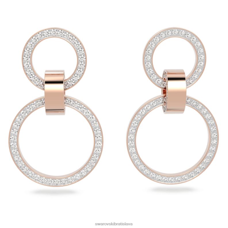 duté kruhové náušnice biele, pozlátené ružovým zlatom B8ZNT891 Swarovski šperky