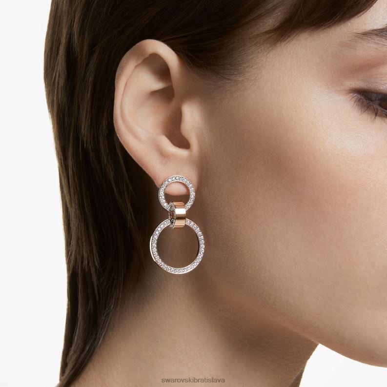 duté kruhové náušnice biele, pozlátené ružovým zlatom B8ZNT891 Swarovski šperky