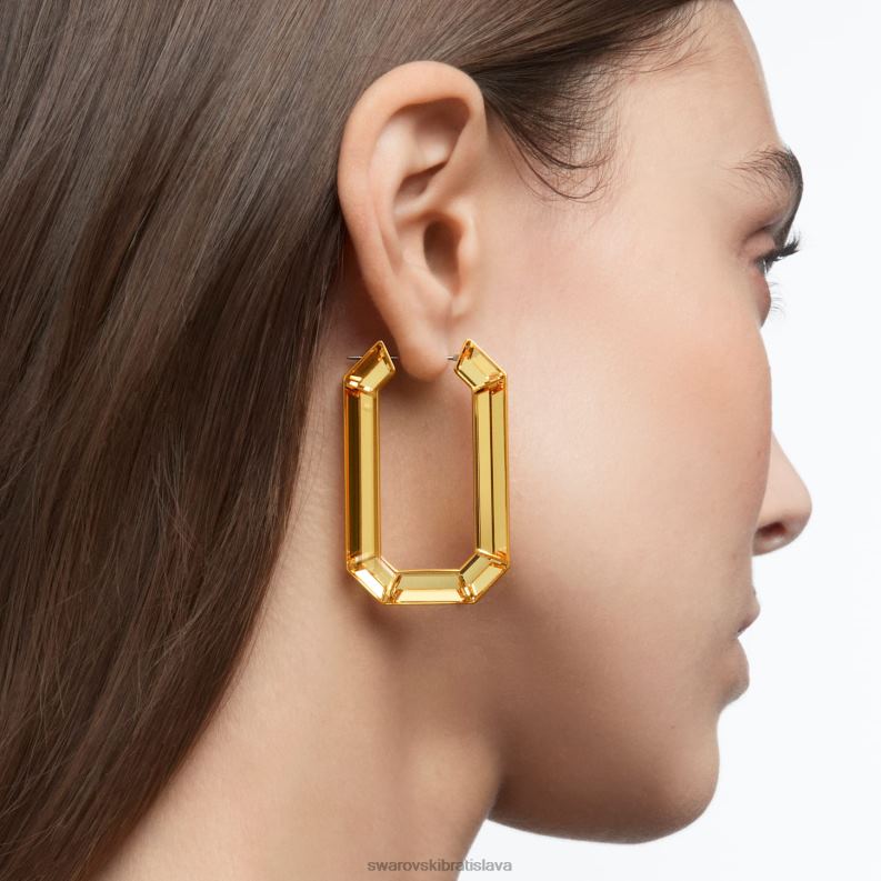 žiarivé kruhové náušnice vyhlásenie, tvar osemuholníka, žltá B8ZNT873 Swarovski šperky