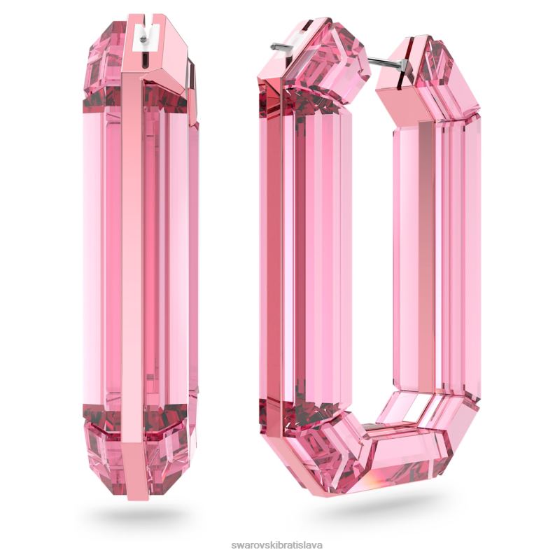 žiarivé kruhové náušnice vyhlásenie, tvar osemuholníka, ružová B8ZNT869 Swarovski šperky