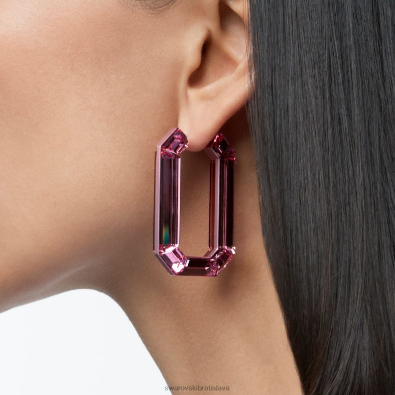 žiarivé kruhové náušnice vyhlásenie, tvar osemuholníka, ružová B8ZNT869 Swarovski šperky