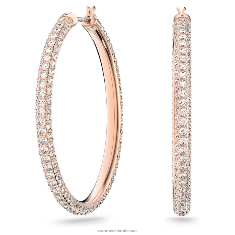 kamienkové kruhové náušnice dlažba, biela, pozlátená ružovým zlatom B8ZNT877 Swarovski šperky