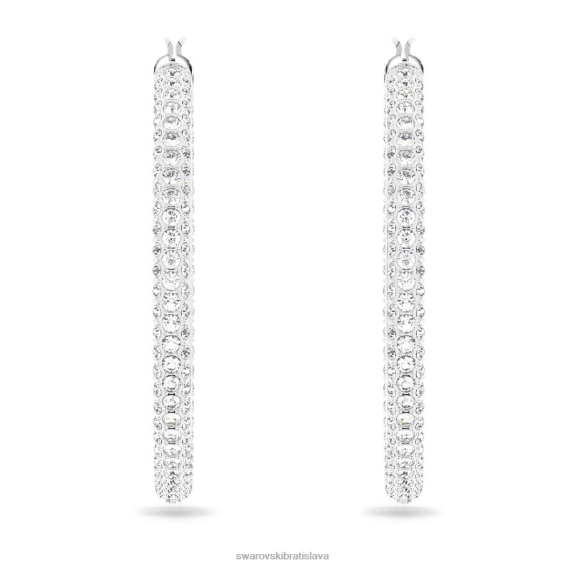 kamienkové kruhové náušnice dlažba, biela, rhodiovaná B8ZNT871 Swarovski šperky