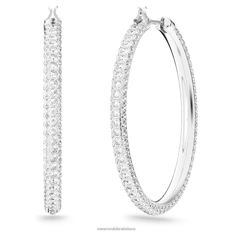 kamienkové kruhové náušnice dlažba, biela, rhodiovaná B8ZNT871 Swarovski šperky