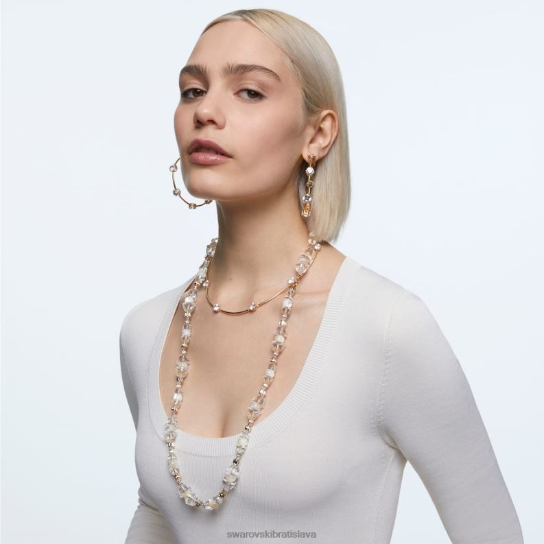 kruhové náušnice constella okrúhly výbrus, biely, lesklý pozlátený B8ZNT917 Swarovski šperky