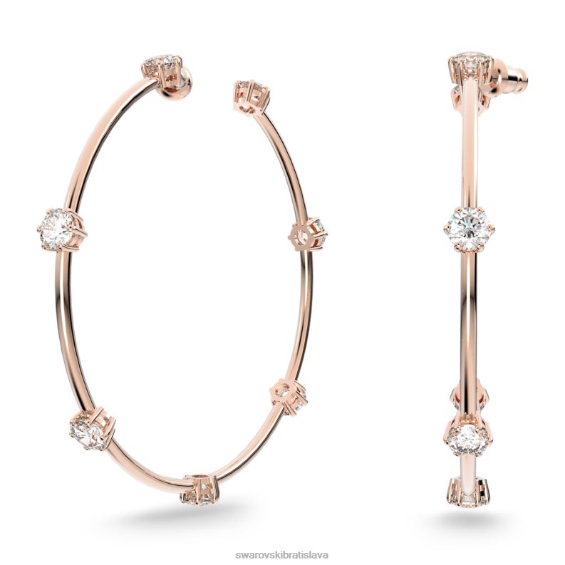 kruhové náušnice constella okrúhly výbrus, biely, pozlátený ružovým zlatom B8ZNT889 Swarovski šperky