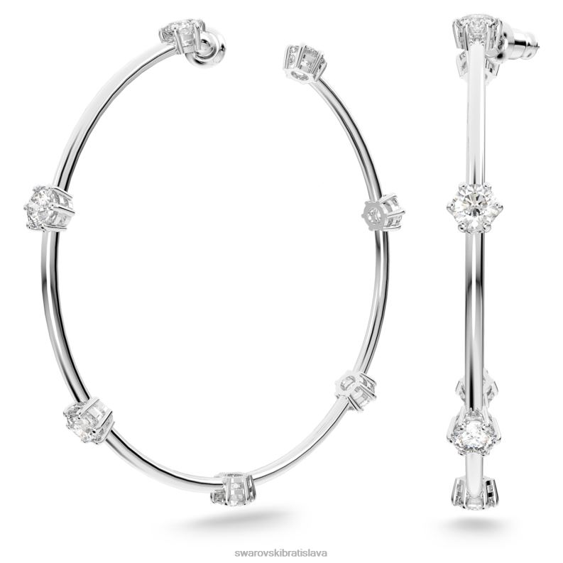 kruhové náušnice constella okrúhly výbrus, biely, rhodiovaný B8ZNT885 Swarovski šperky