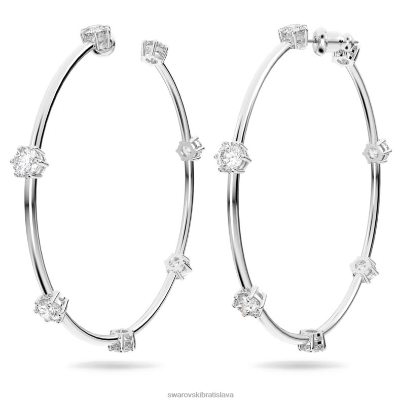 kruhové náušnice constella okrúhly výbrus, biely, rhodiovaný B8ZNT885 Swarovski šperky