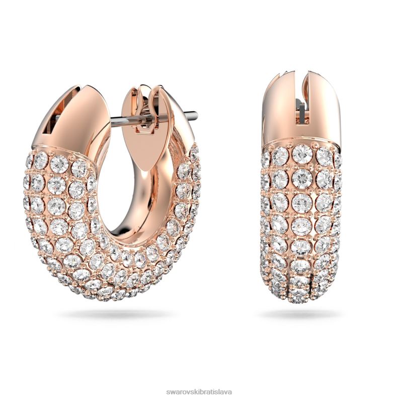 kruhové náušnice dextera biele, pozlátené ružovým zlatom B8ZNT901 Swarovski šperky