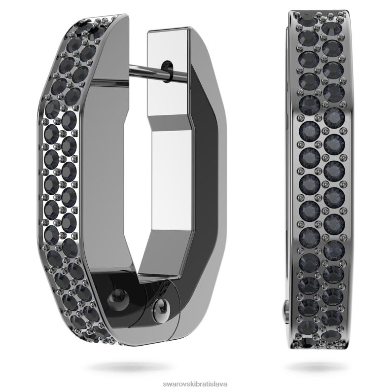 kruhové náušnice dextera osemuholníkový tvar, čierna, ruténiová B8ZNT899 Swarovski šperky