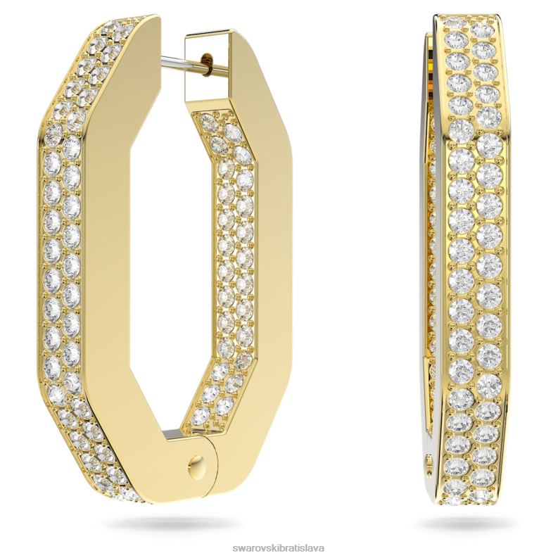 kruhové náušnice dextera v tvare osemuholníka, biele, pozlátené B8ZNT880 Swarovski šperky
