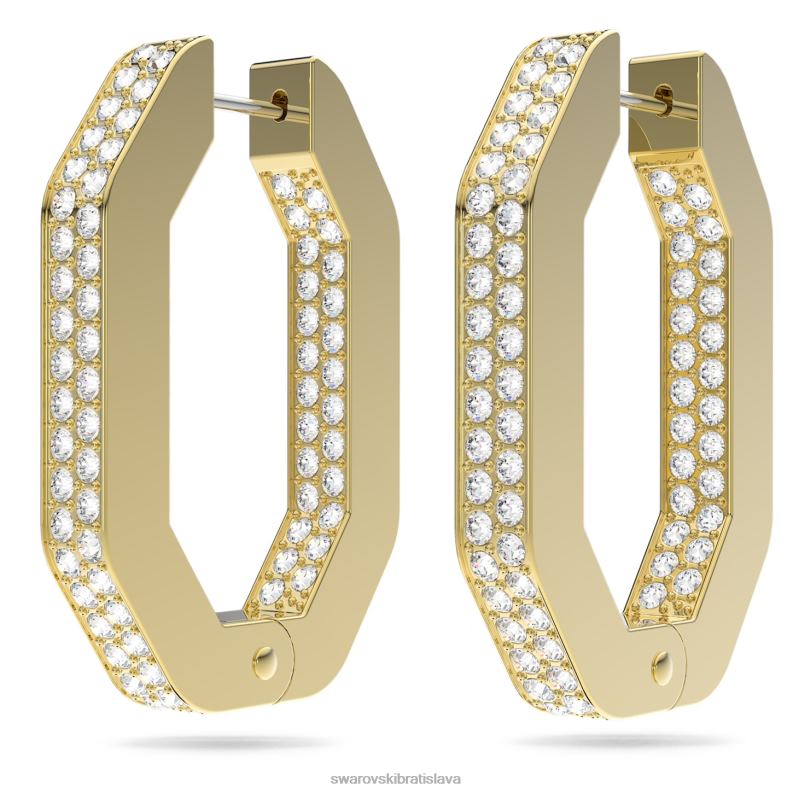 kruhové náušnice dextera v tvare osemuholníka, biele, pozlátené B8ZNT880 Swarovski šperky
