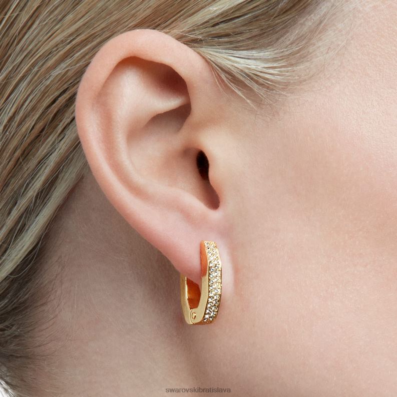 kruhové náušnice dextera v tvare osemuholníka, biele, pozlátené B8ZNT913 Swarovski šperky