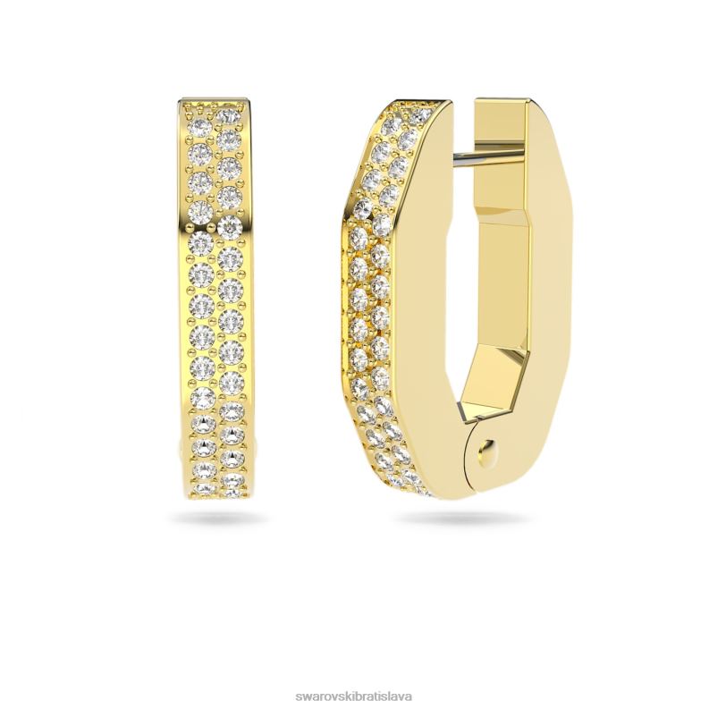 kruhové náušnice dextera v tvare osemuholníka, biele, pozlátené B8ZNT913 Swarovski šperky