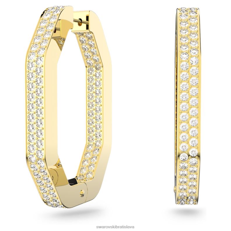kruhové náušnice dextera v tvare osemuholníka, biele, pozlátené B8ZNT925 Swarovski šperky