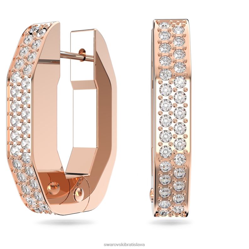 kruhové náušnice dextera v tvare osemuholníka, biele, pozlátené ružovým zlatom B8ZNT898 Swarovski šperky