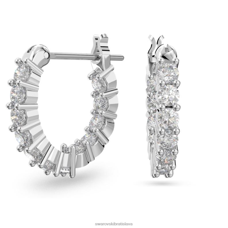 kruhové náušnice vittore okrúhly výbrus, biely, rhodiovaný B8ZNT868 Swarovski šperky