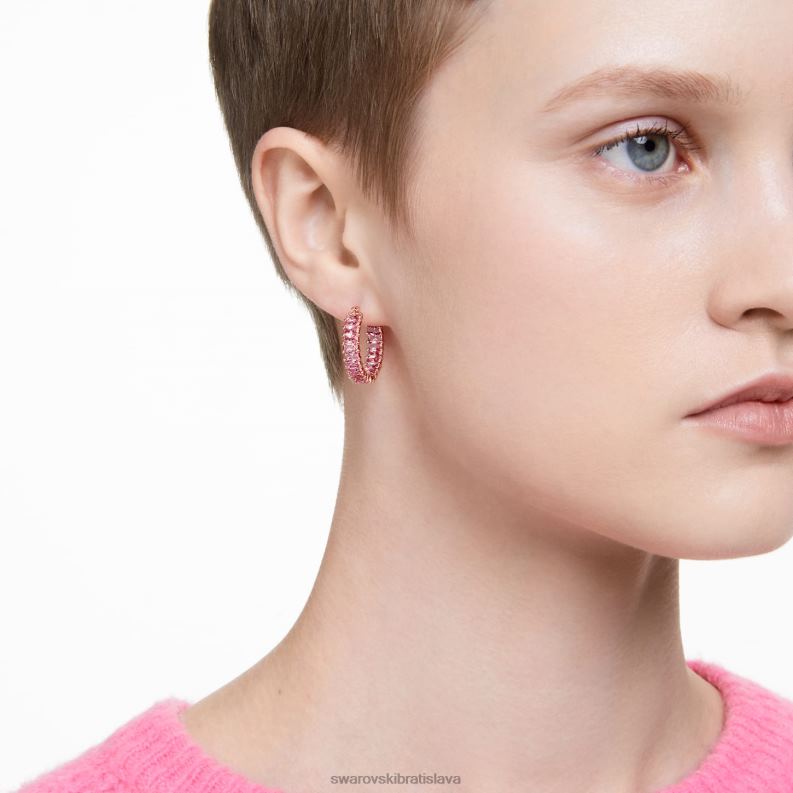 matrix kruhové náušnice bagetový rez, ružový, pozlátený ružovým zlatom B8ZNT937 Swarovski šperky