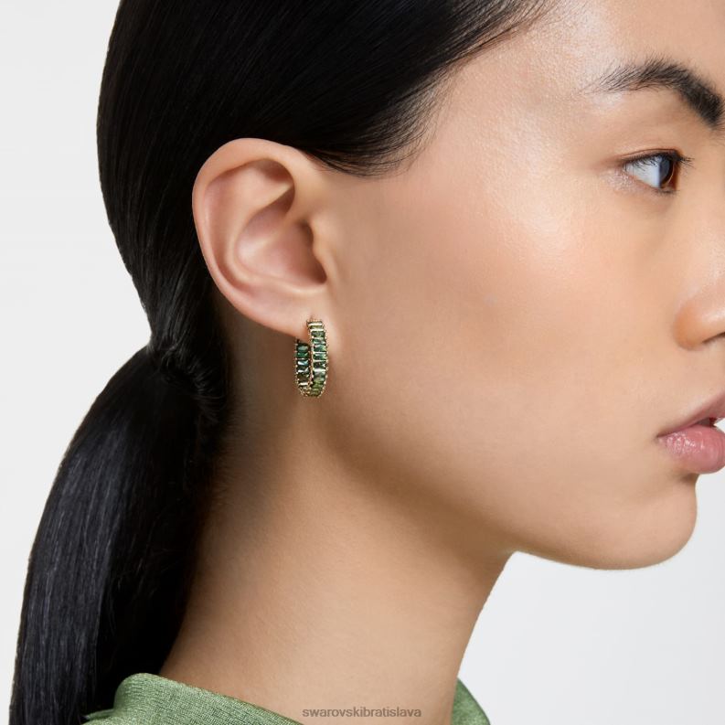 matrix kruhové náušnice bagetový rez, zelený, pozlátený B8ZNT862 Swarovski šperky