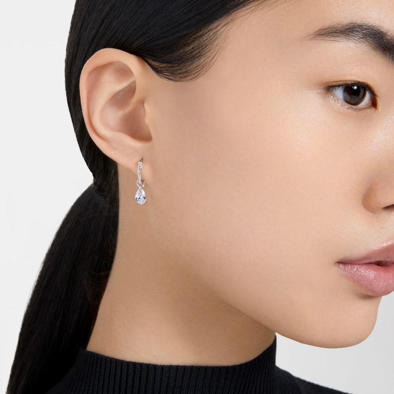 obručové náušnice tisícročia hruškový rez, biely, rhodiovaný B8ZNT762 Swarovski šperky