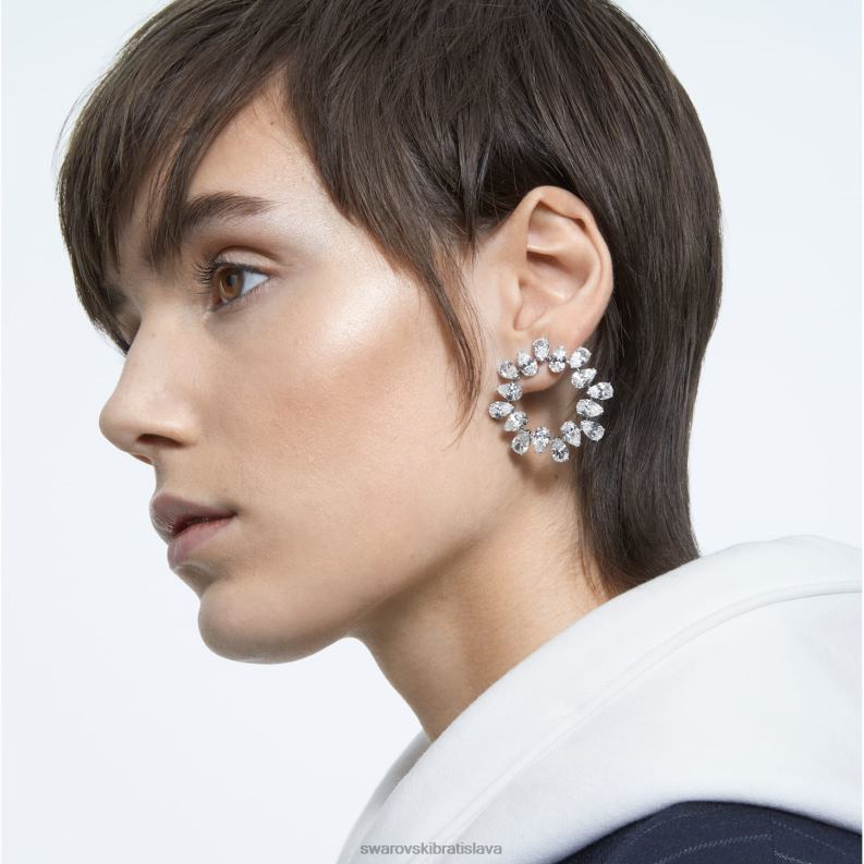 obručové náušnice tisícročia hruškový rez, biely, rhodiovaný B8ZNT875 Swarovski šperky