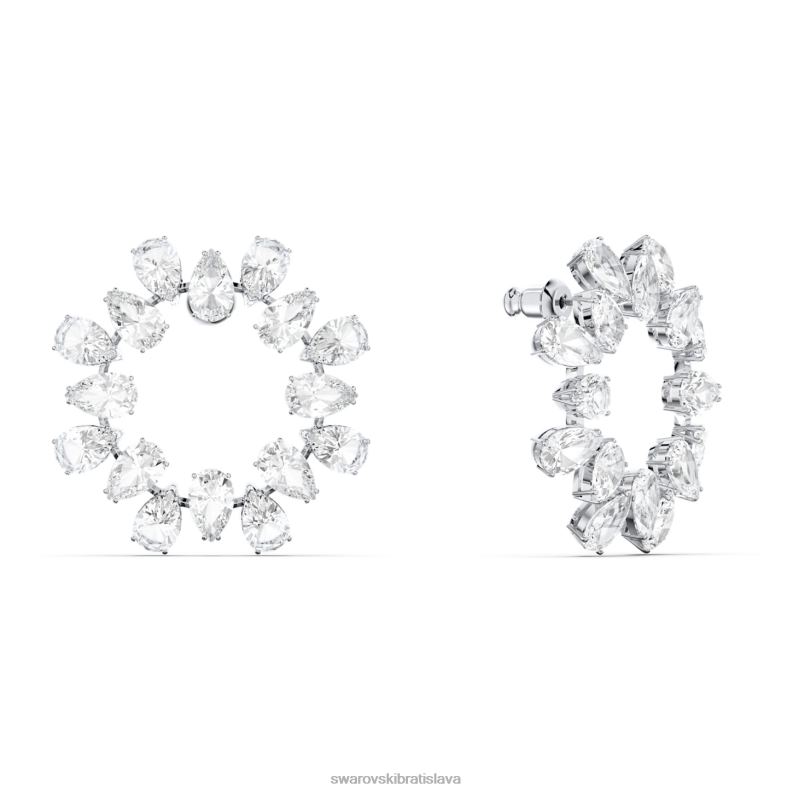 obručové náušnice tisícročia hruškový rez, biely, rhodiovaný B8ZNT875 Swarovski šperky