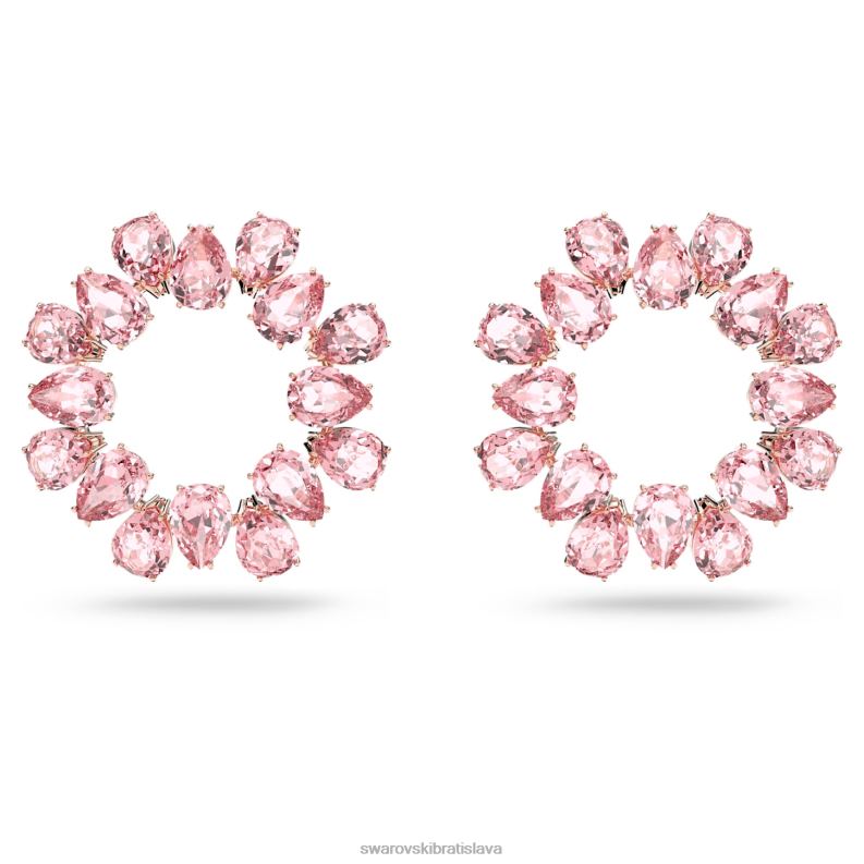 obručové náušnice tisícročia hruškový výbrus, ružový, pozlátený ružovým zlatom B8ZNT876 Swarovski šperky